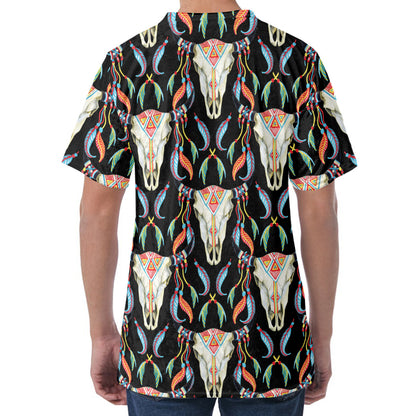Native Buffalo Pattern Print Men's Velvet T-Shirt