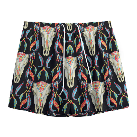 Native Buffalo Pattern Print Mesh Shorts