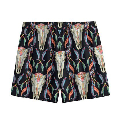 Native Buffalo Pattern Print Mesh Shorts