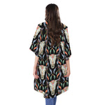 Native Buffalo Pattern Print Open Front Beach Cover Up