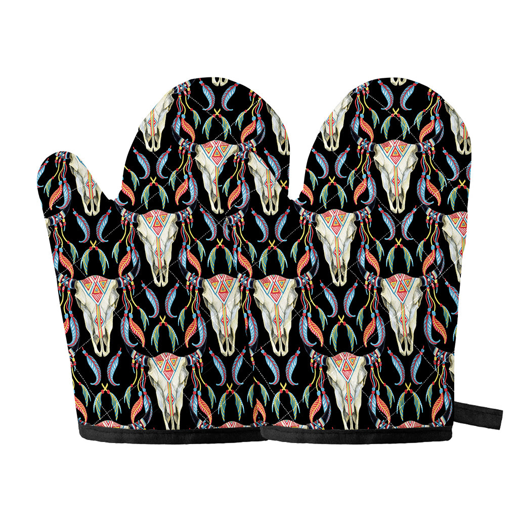 Native Buffalo Pattern Print Oven Mitts