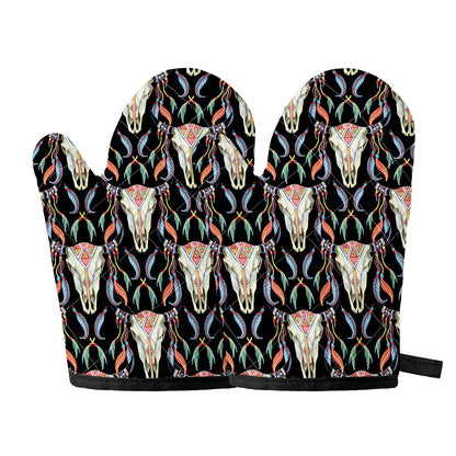 Native Buffalo Pattern Print Oven Mitts