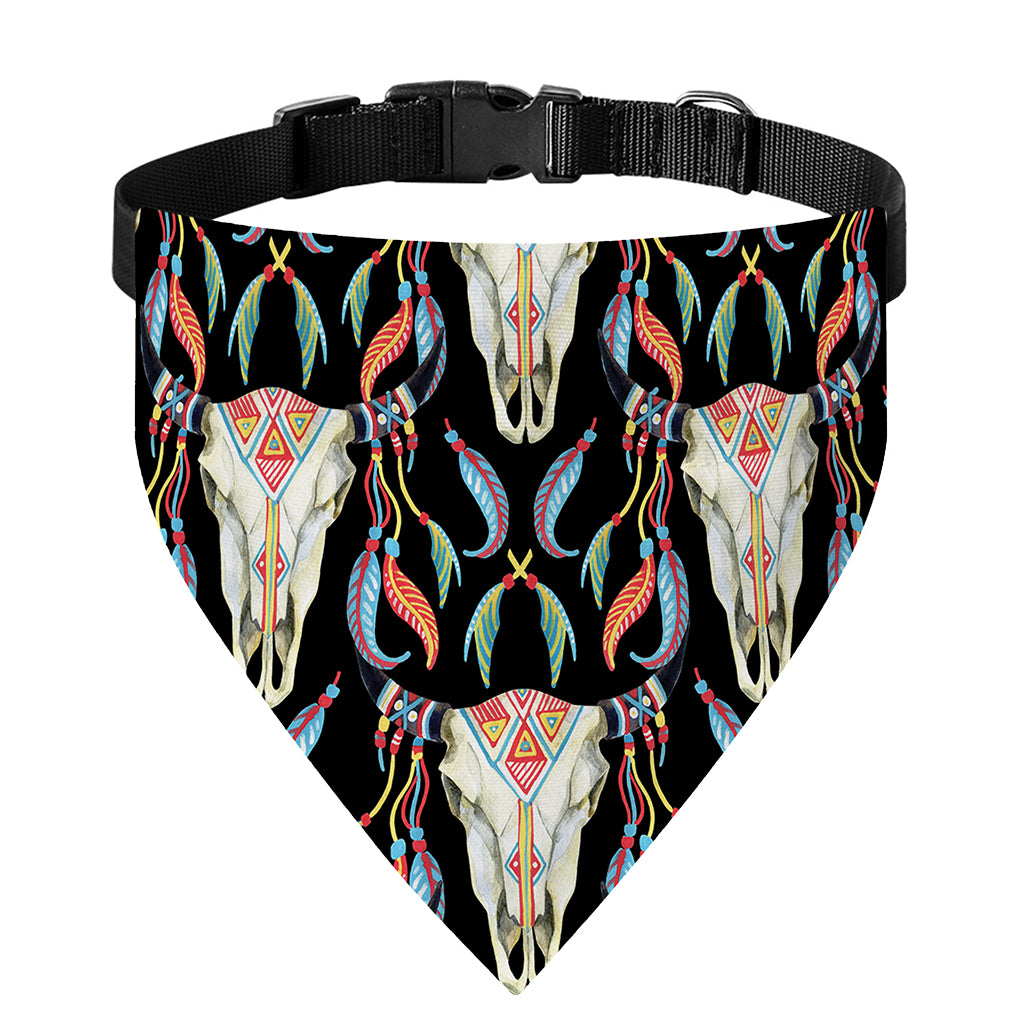 Native Buffalo Pattern Print Over The Collar Dog Bandana
