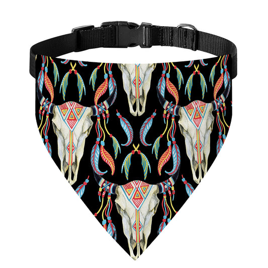 Native Buffalo Pattern Print Over The Collar Dog Bandana