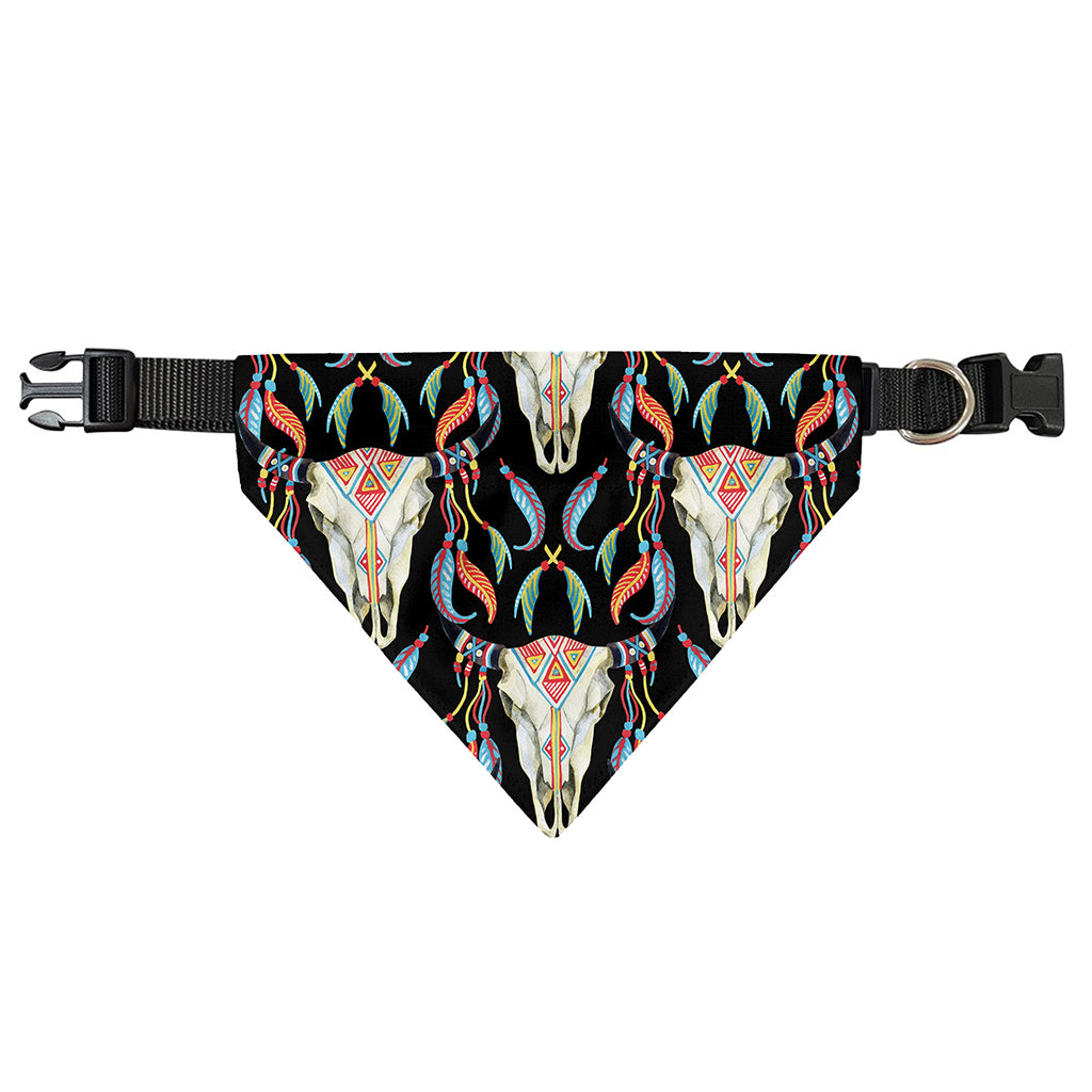 Native Buffalo Pattern Print Over The Collar Dog Bandana
