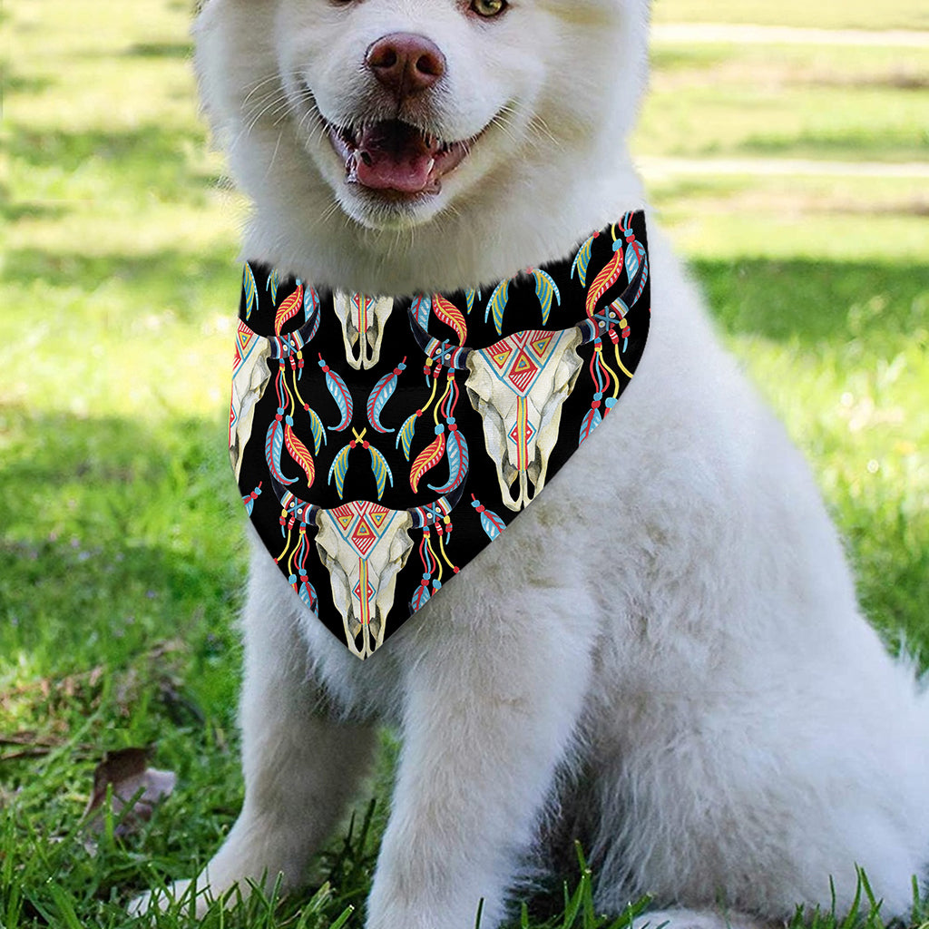 Native Buffalo Pattern Print Over The Collar Dog Bandana