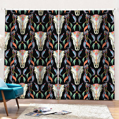Native Buffalo Pattern Print Pencil Pleat Curtains