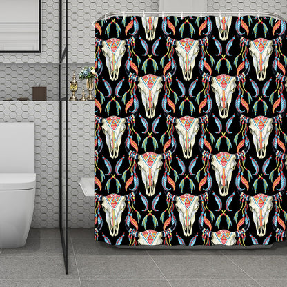 Native Buffalo Pattern Print Polyester Shower Curtain