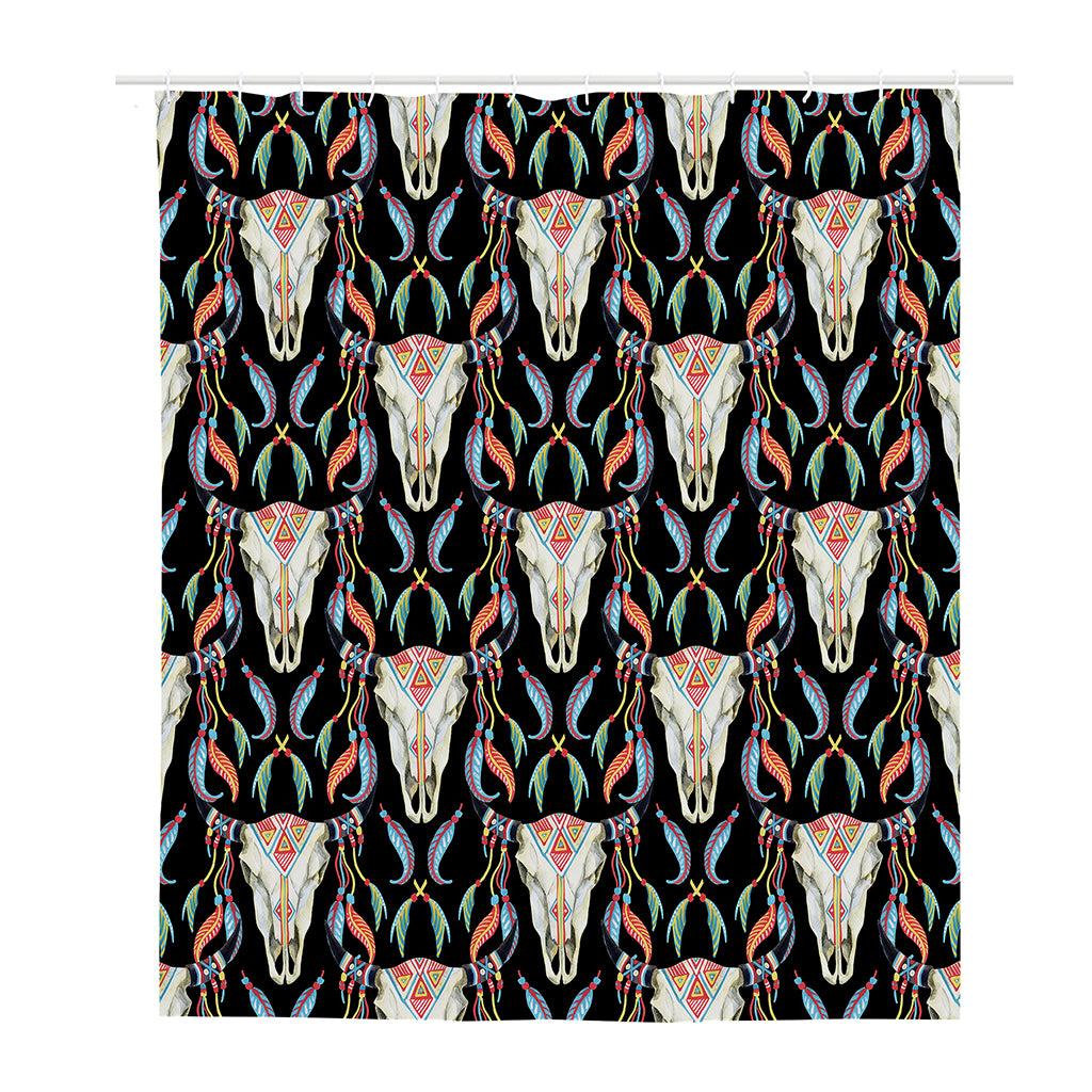 Native Buffalo Pattern Print Polyester Shower Curtain