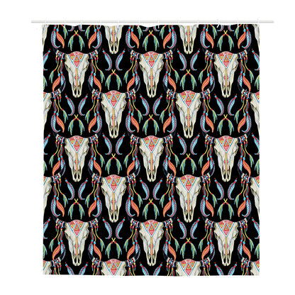 Native Buffalo Pattern Print Polyester Shower Curtain