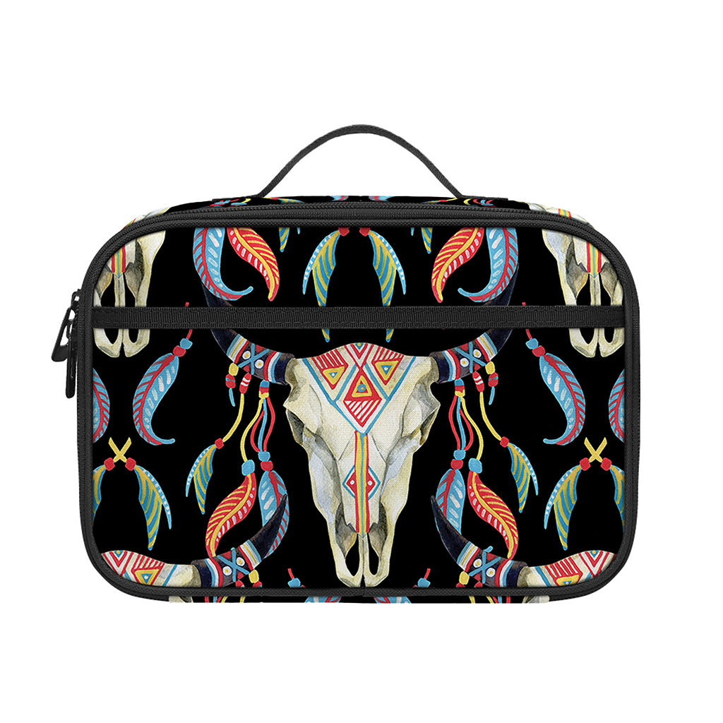 Native Buffalo Pattern Print Portable Lunch Bag