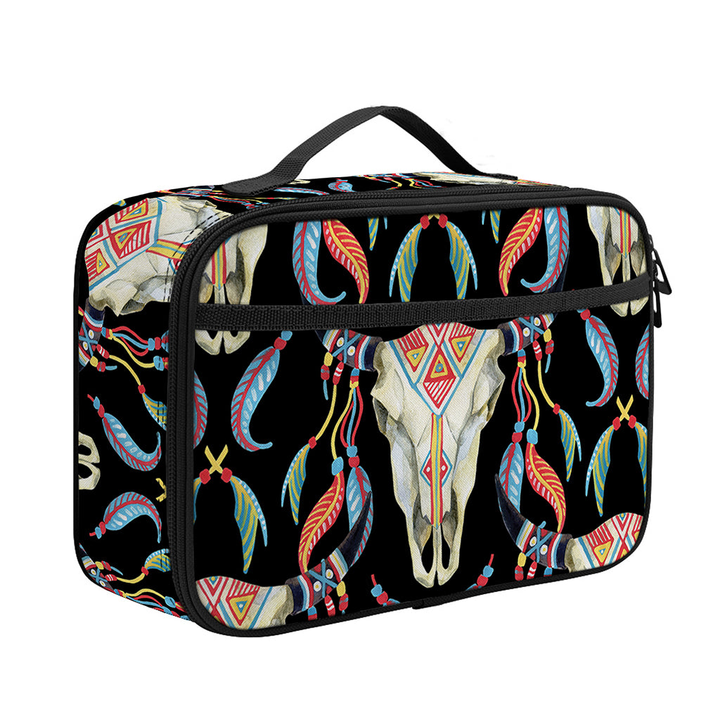 Native Buffalo Pattern Print Portable Lunch Bag