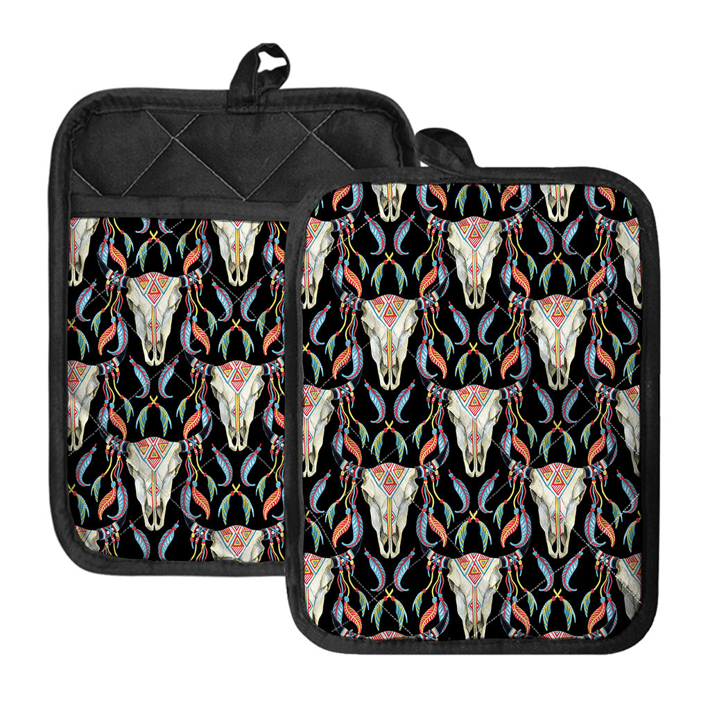 Native Buffalo Pattern Print Pot Holders With Pocket
