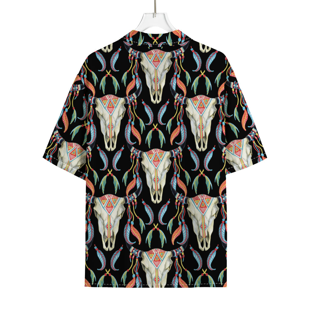 Native Buffalo Pattern Print Rayon Hawaiian Shirt