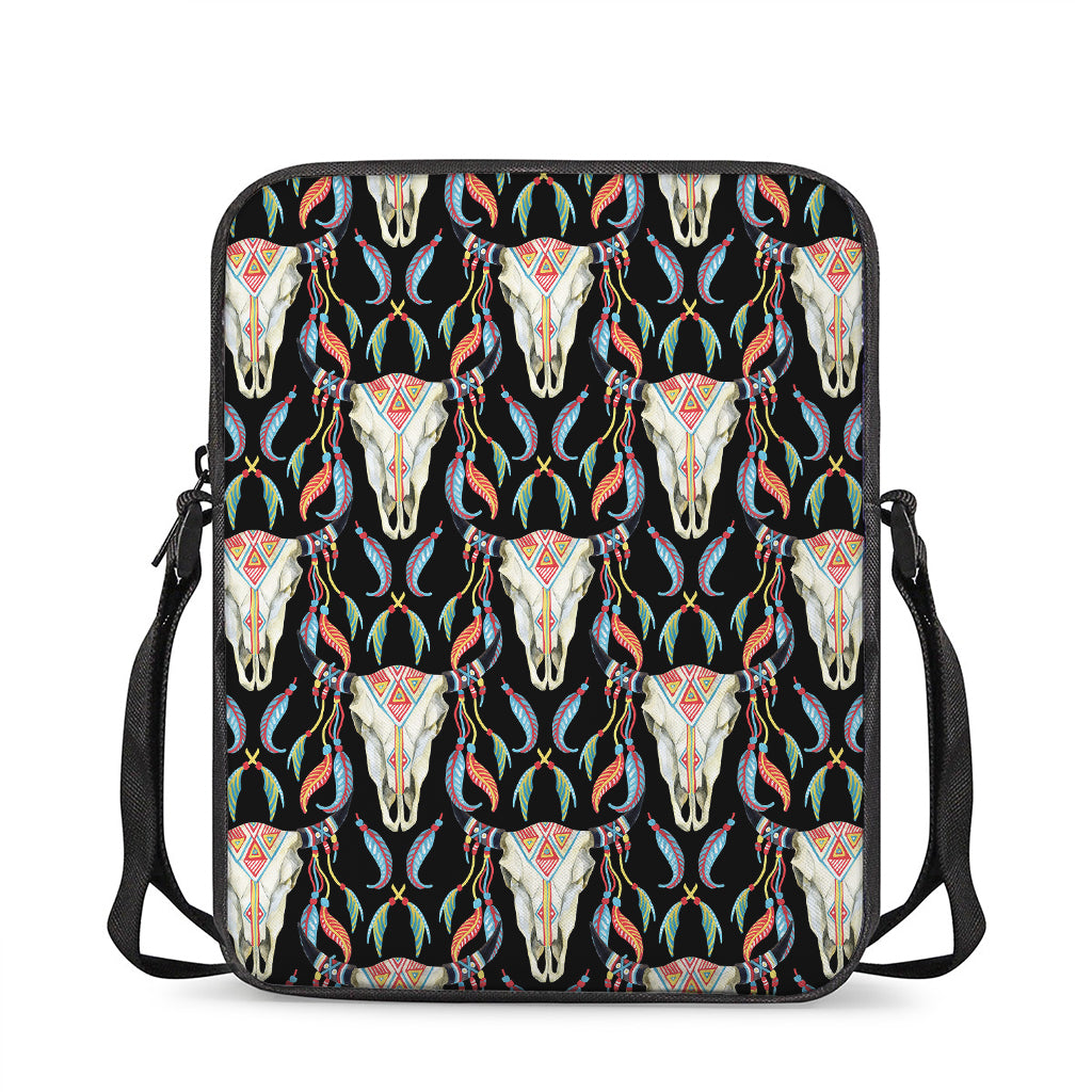 Native Buffalo Pattern Print Rectangular Crossbody Bag