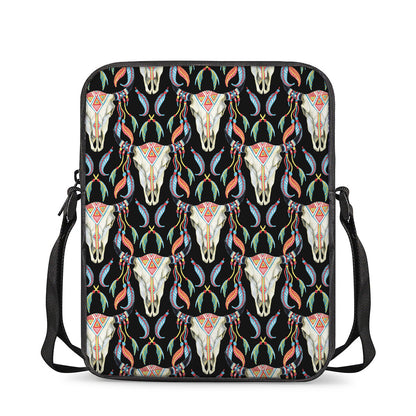 Native Buffalo Pattern Print Rectangular Crossbody Bag