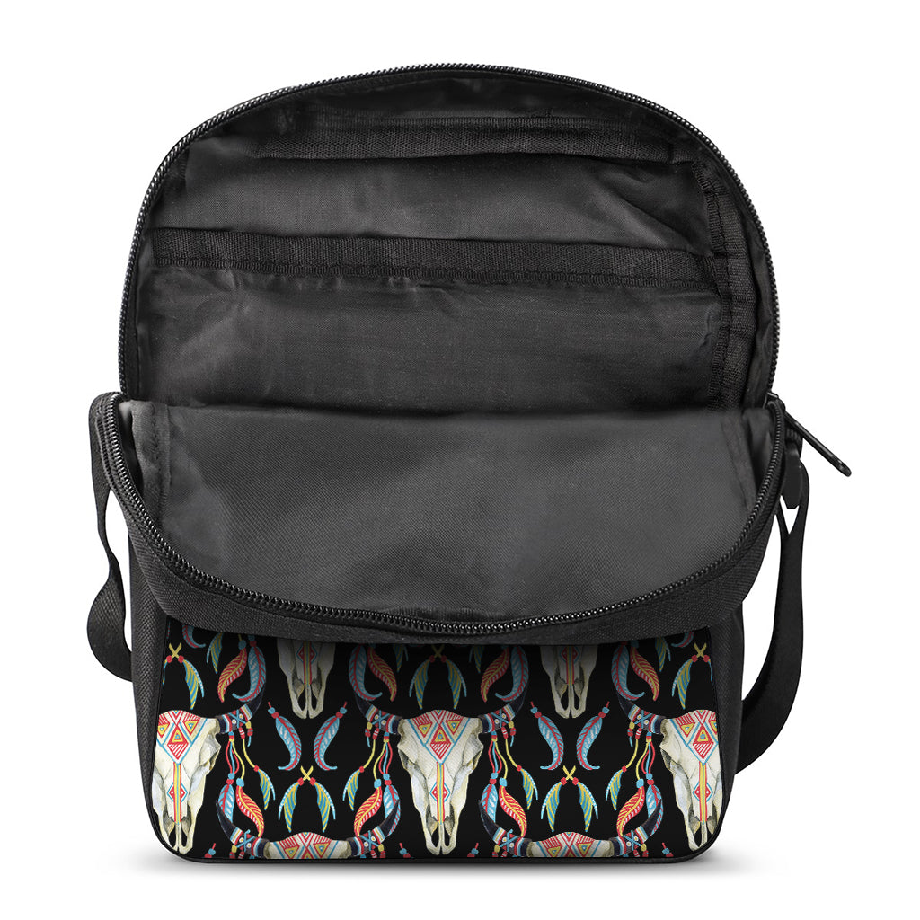 Native Buffalo Pattern Print Rectangular Crossbody Bag
