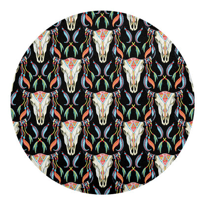 Native Buffalo Pattern Print Round Blanket