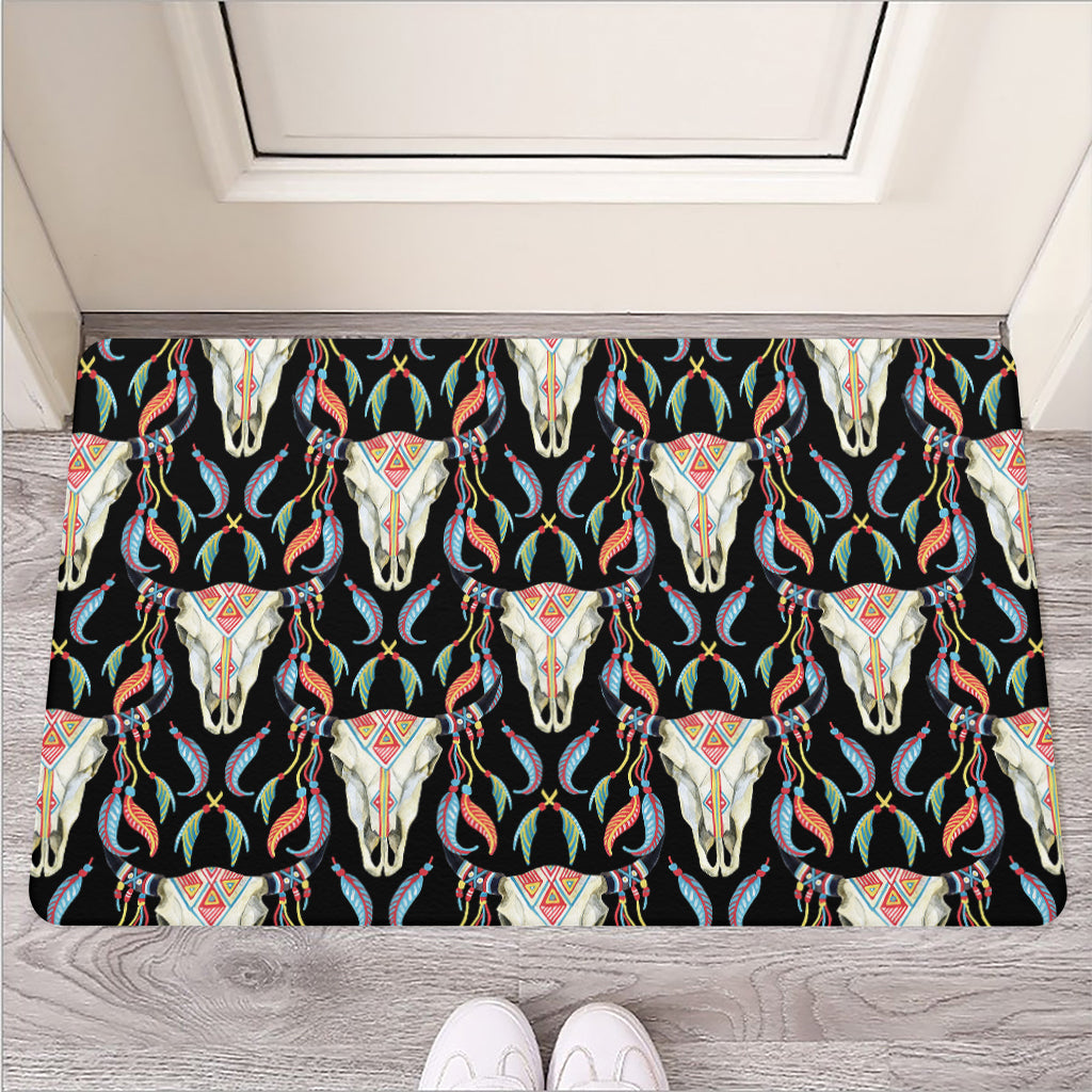Native Buffalo Pattern Print Rubber Doormat