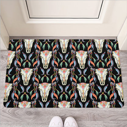 Native Buffalo Pattern Print Rubber Doormat