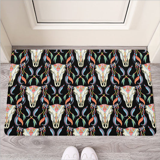 Native Buffalo Pattern Print Rubber Doormat