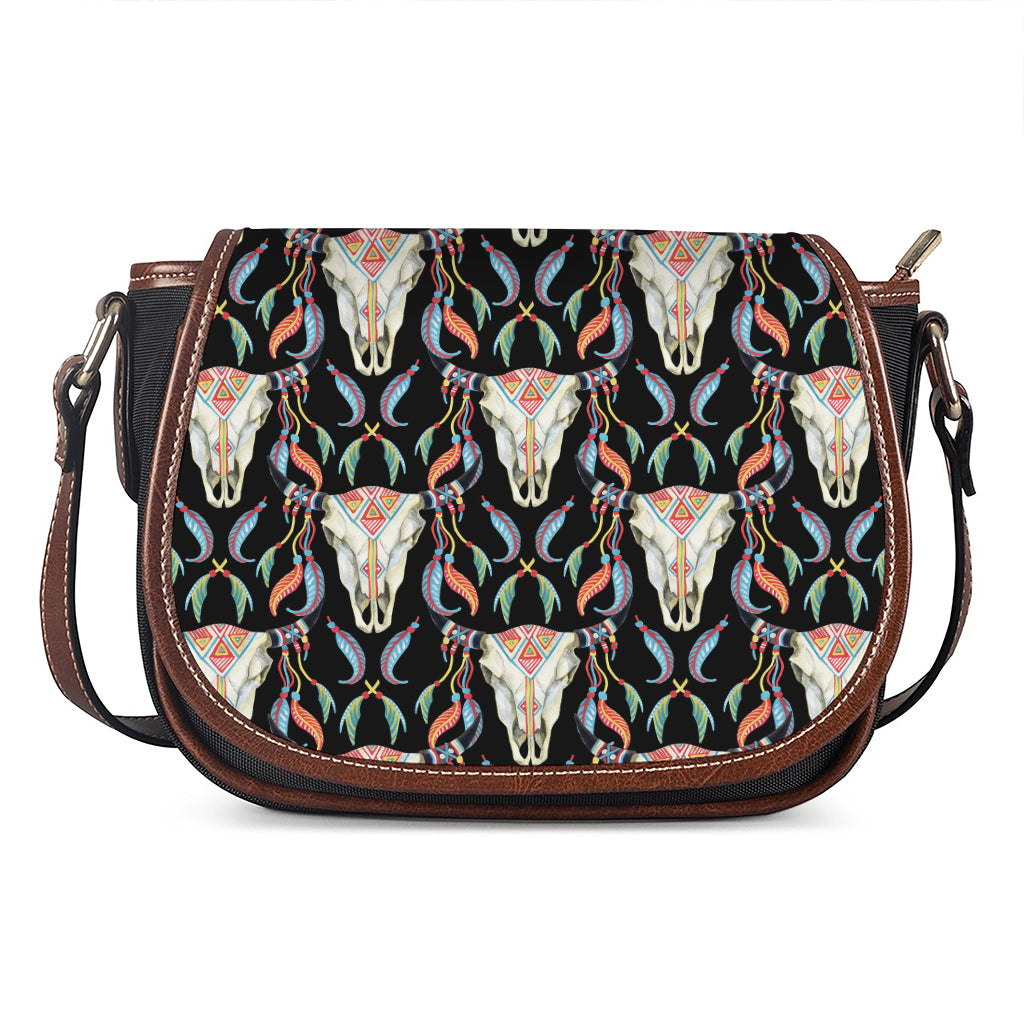 Native Buffalo Pattern Print Saddle Bag