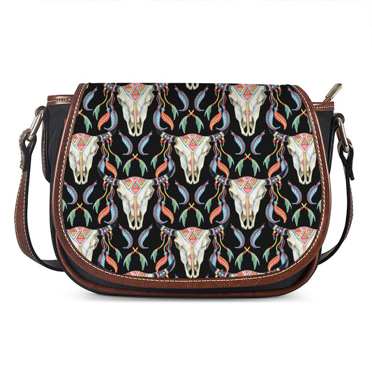 Native Buffalo Pattern Print Saddle Bag