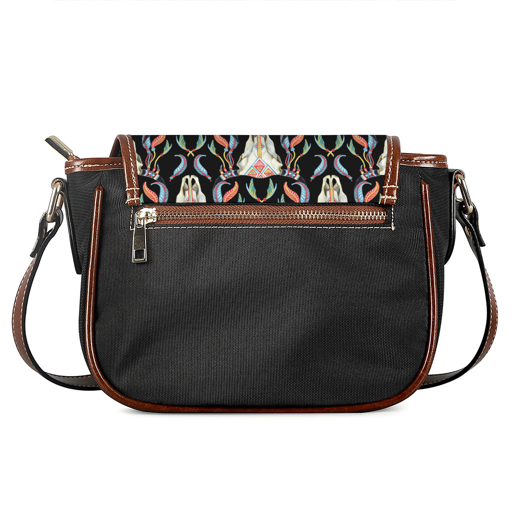 Native Buffalo Pattern Print Saddle Bag