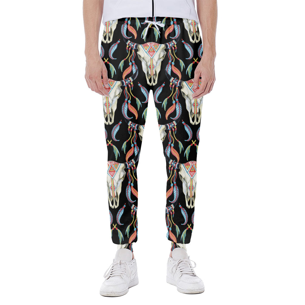 Native Buffalo Pattern Print Scuba Joggers