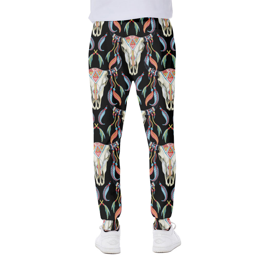 Native Buffalo Pattern Print Scuba Joggers