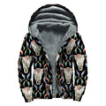 Native Buffalo Pattern Print Sherpa Lined Zip Up Hoodie