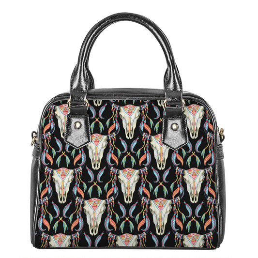 Native Buffalo Pattern Print Shoulder Handbag