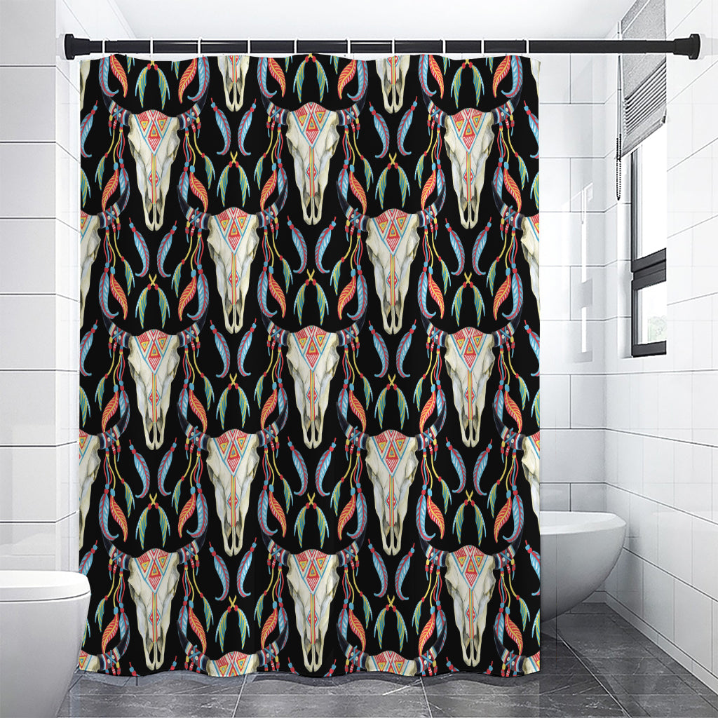 Native Buffalo Pattern Print Shower Curtain