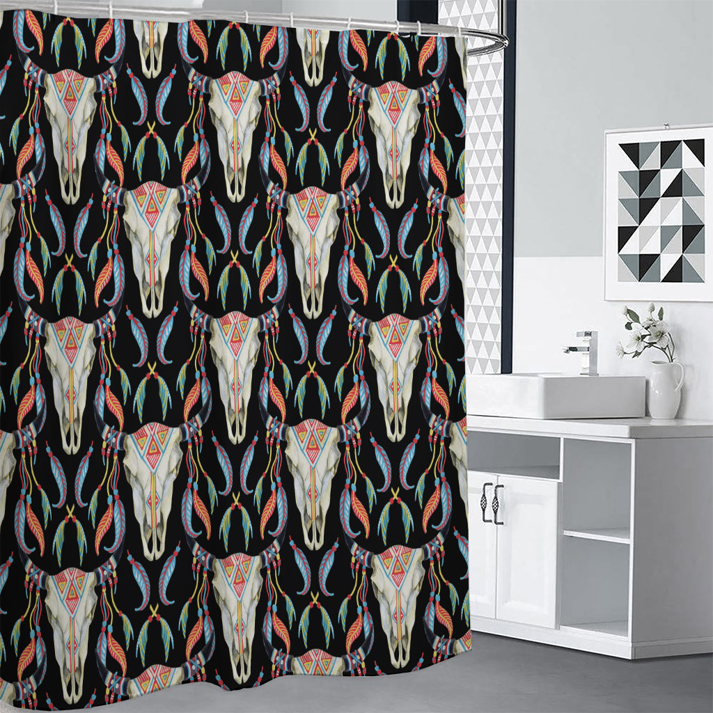 Native Buffalo Pattern Print Shower Curtain