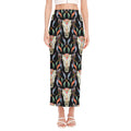 Native Buffalo Pattern Print Side Slit Maxi Skirt