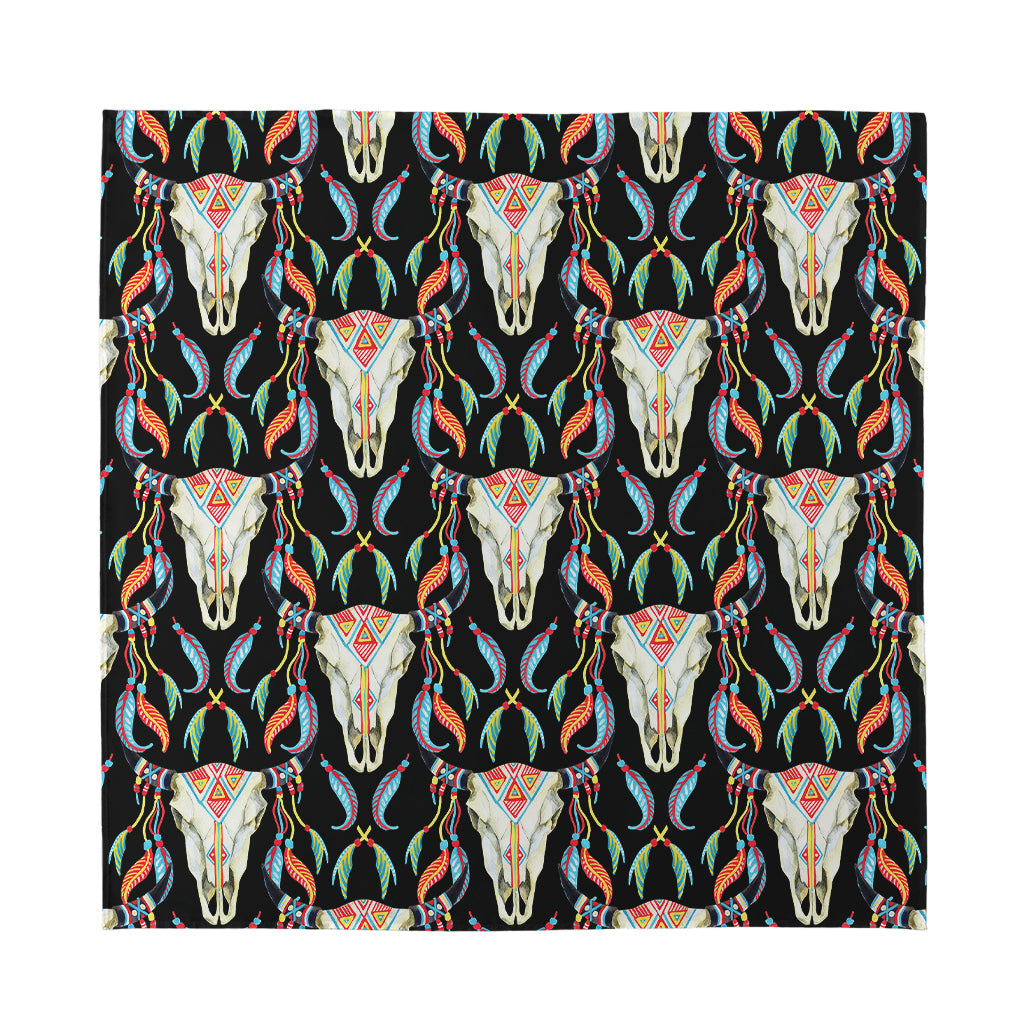 Native Buffalo Pattern Print Silk Bandana