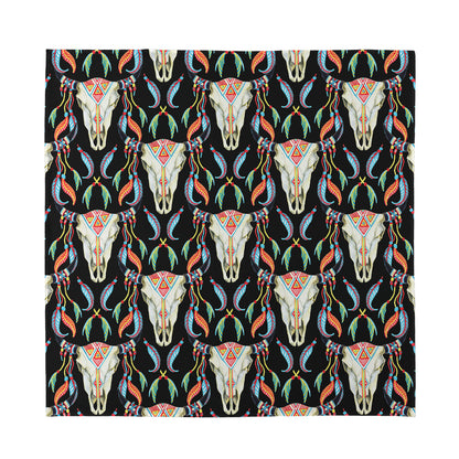 Native Buffalo Pattern Print Silk Bandana