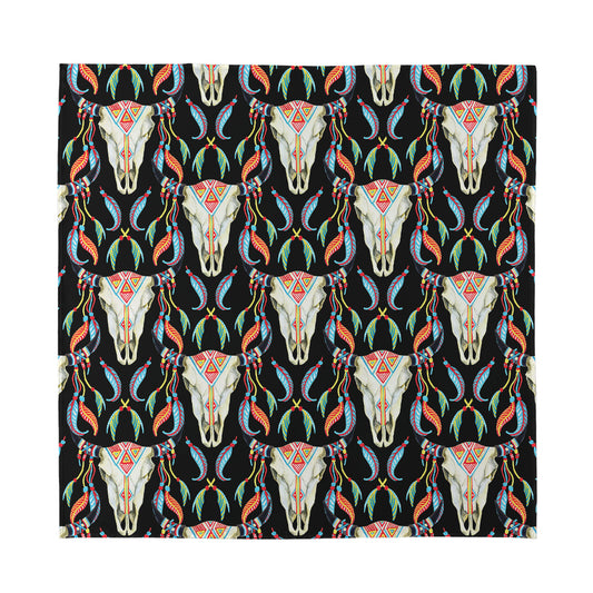 Native Buffalo Pattern Print Silk Bandana