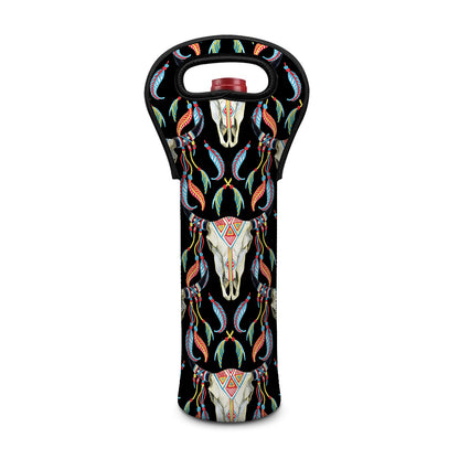 Native Buffalo Pattern Print Single Neoprene Wine Tote