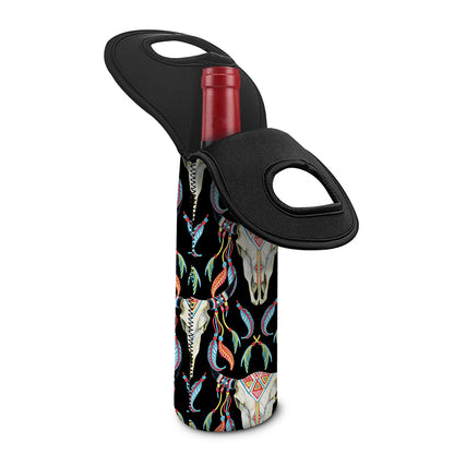 Native Buffalo Pattern Print Single Neoprene Wine Tote