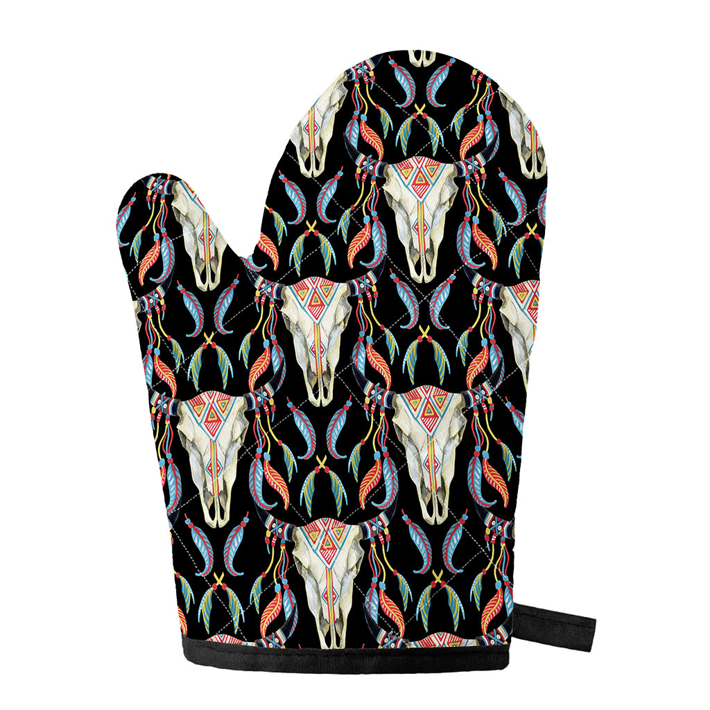 Native Buffalo Pattern Print Single Oven Mitt