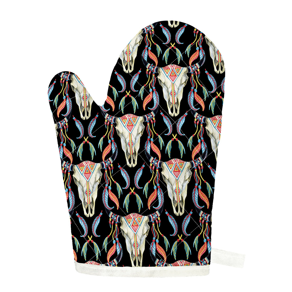 Native Buffalo Pattern Print Single Oven Mitt