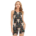 Native Buffalo Pattern Print Sleeveless One Piece Swimsuit