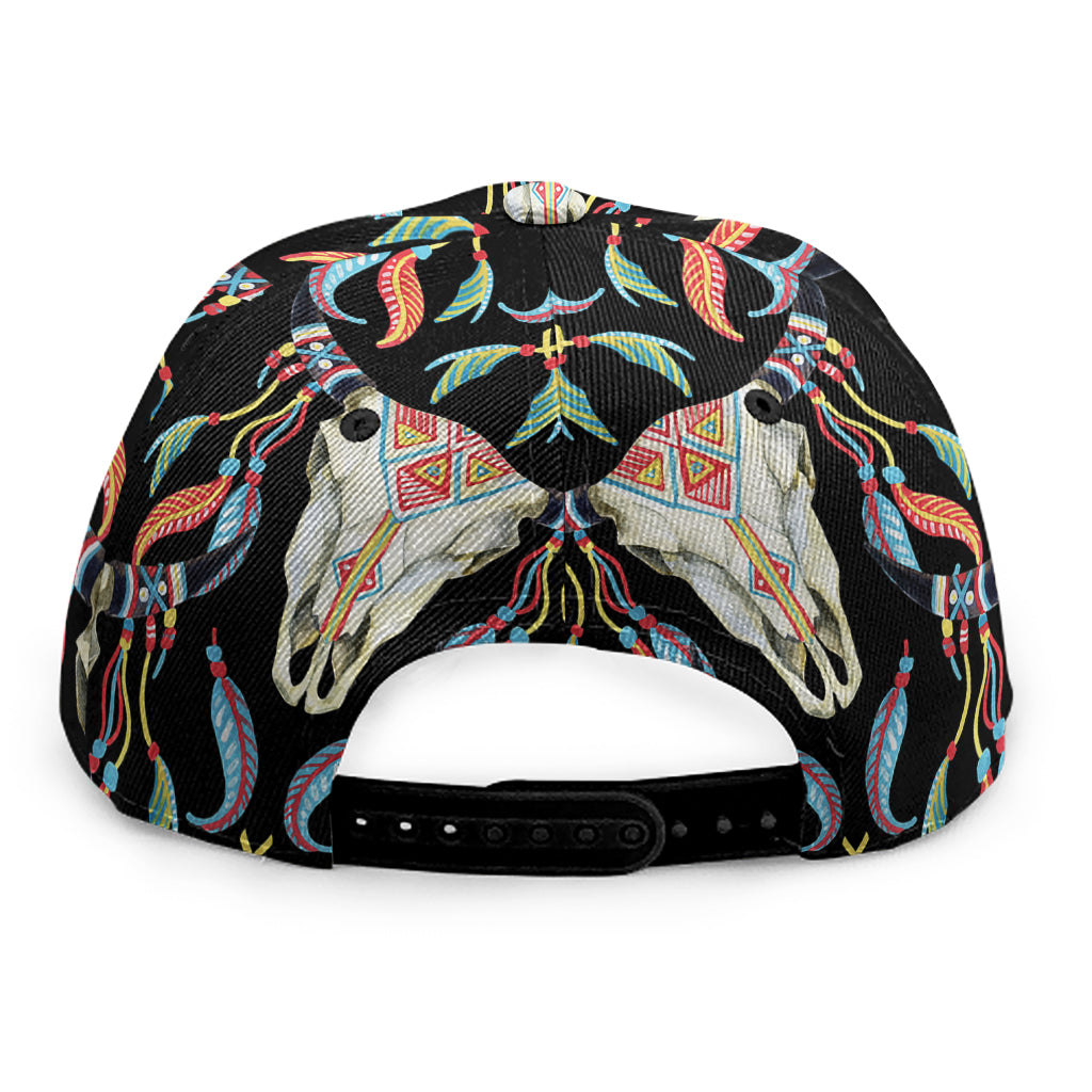 Native Buffalo Pattern Print Snapback Cap