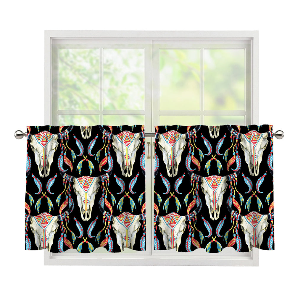 Native Buffalo Pattern Print Tier Curtains