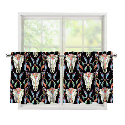 Native Buffalo Pattern Print Tier Curtains