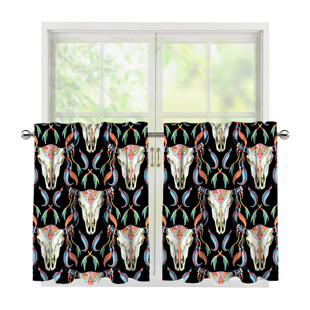 Native Buffalo Pattern Print Tier Curtains