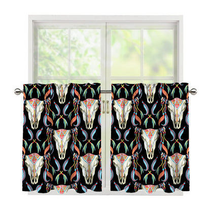 Native Buffalo Pattern Print Tier Curtains