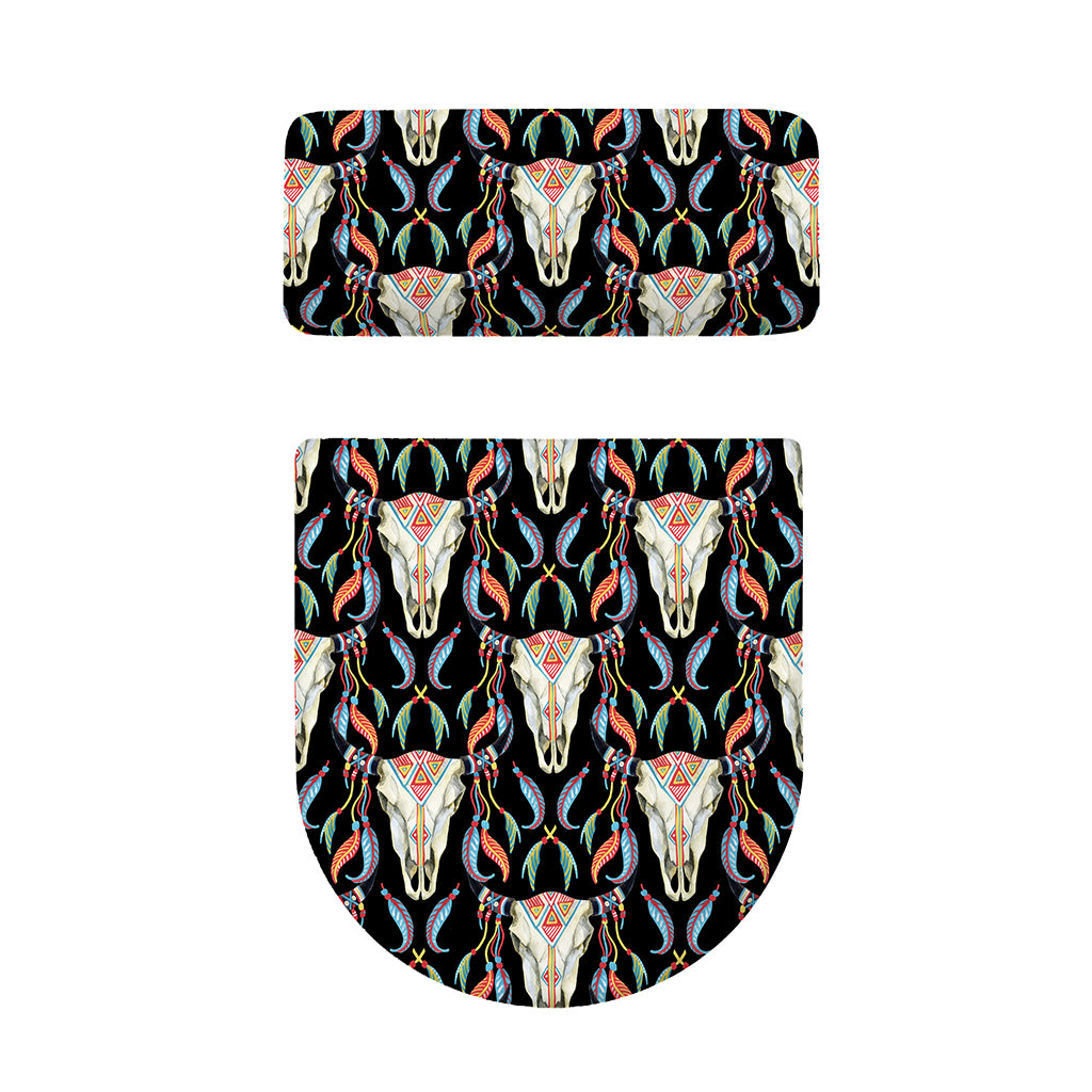 Native Buffalo Pattern Print Toilet Lid And Tank Cover Set