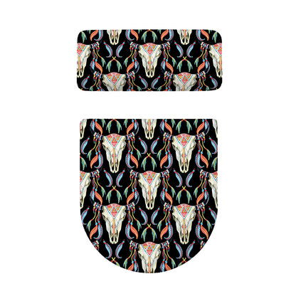 Native Buffalo Pattern Print Toilet Lid And Tank Cover Set